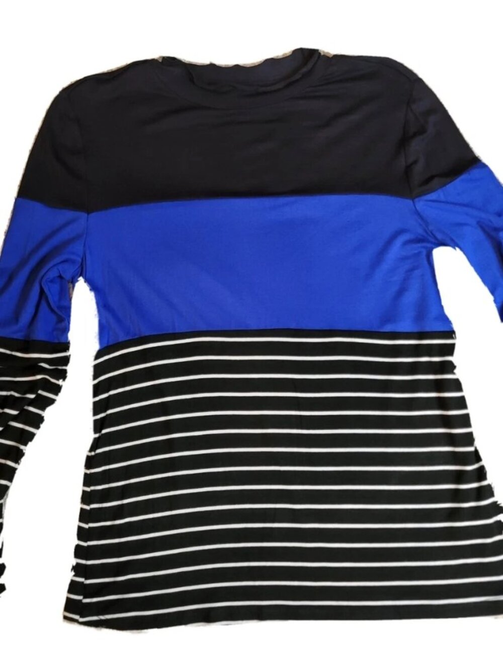 HippieRose Women's XL Lightweight Fitted Long Sleeve Mock Neck Black/Blue NWT